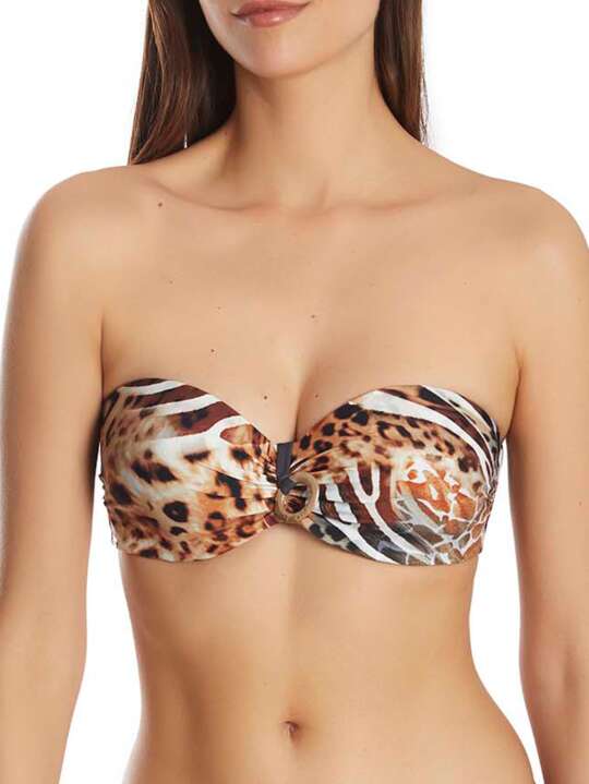 BA216SE Haut maillot de bain bandeau Animal Selmark Mare Marron face