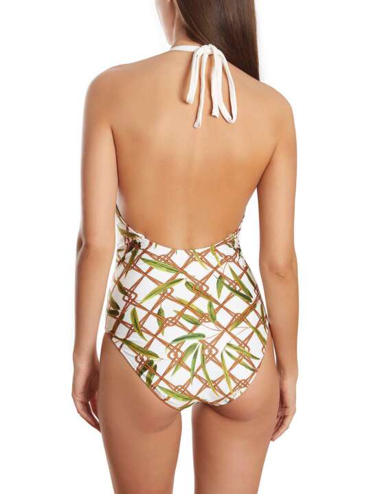 BA859SE Maillot de bain 1 pièce tour de cou multipositions Bambu blanc Selmark Mare Blanc face