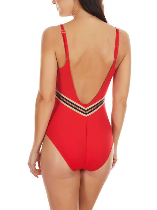 BB558SE Maillot de bain 1 pièce préformé Marinera Jacquard Selmark Mare Rouge face