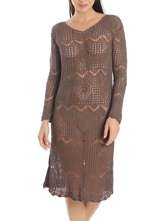 BC055SE Selmark Mare long hook beach dress Khaki face