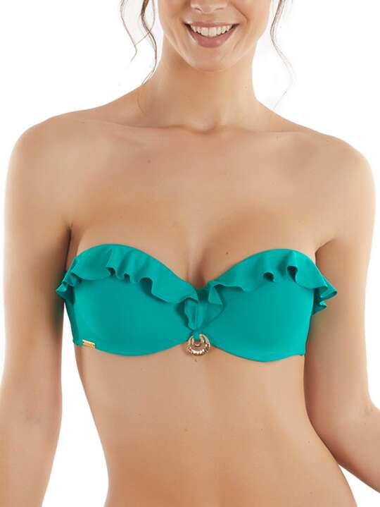 BA116SE Haut maillot de bain bandeau à volants Basica Selmark Mare Vert face