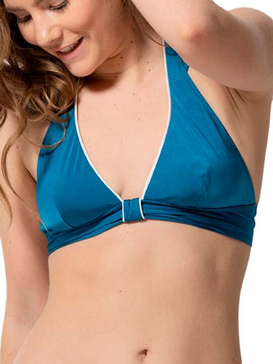 91946LU Haut maillot de bain triangle sans armatures Homonoia Luna Bleu face