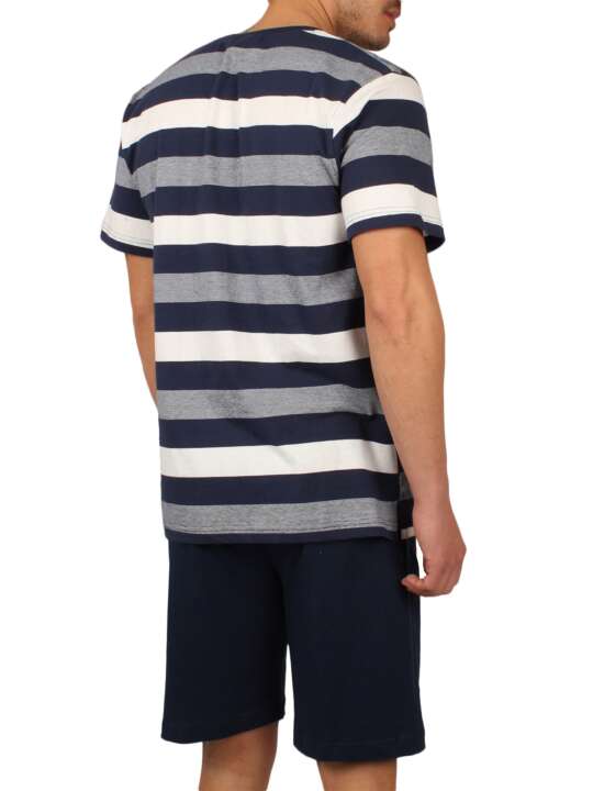 54038AD Tenue d'intérieur pyjama short t-shirt Greece bleu Admas Bleu face