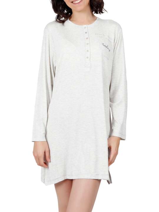 51446AD Chemise nuit Do Not Forget To Smile gris Admas Gris face