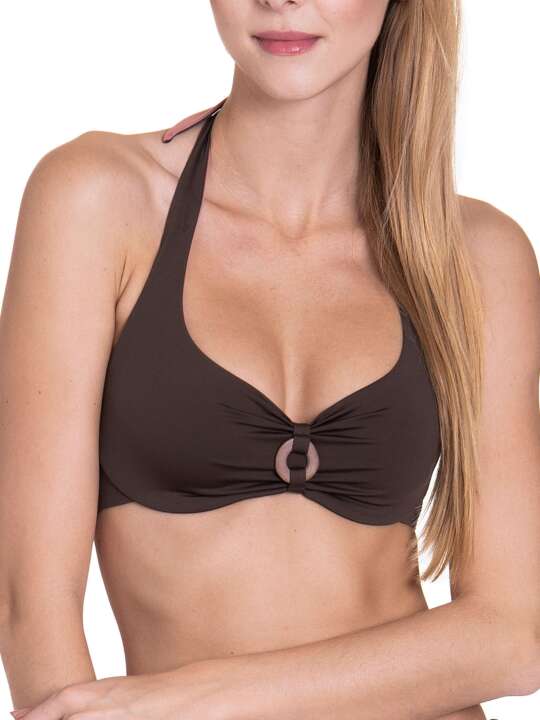 40501LI Haut maillot de bain armaturé dos nu réversible écologique Kea Lisca Cheek Marron face