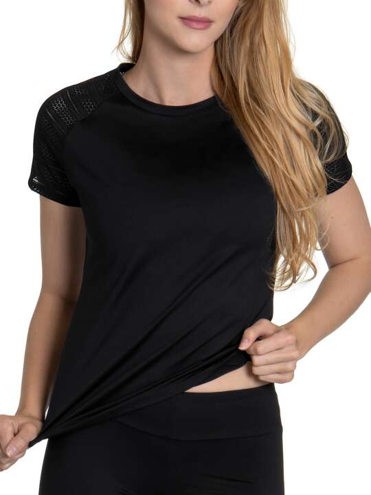 63418LI T-shirt sport manches courtes Powerful noir Lisca Cheek Noir face