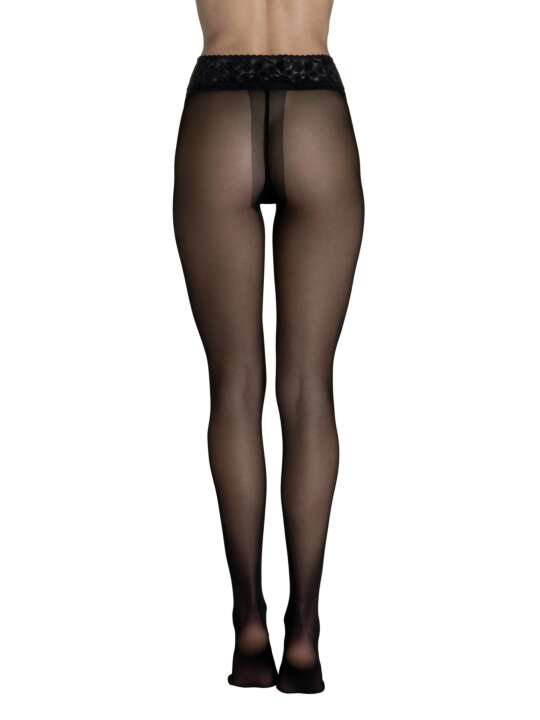 50018LI Collants 30 DEN transparents ceinture décorative Selection noir Lisca Noir face