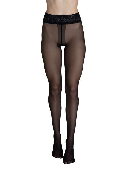 50018LI Collants 30 DEN transparents ceinture décorative Selection noir Lisca Noir face