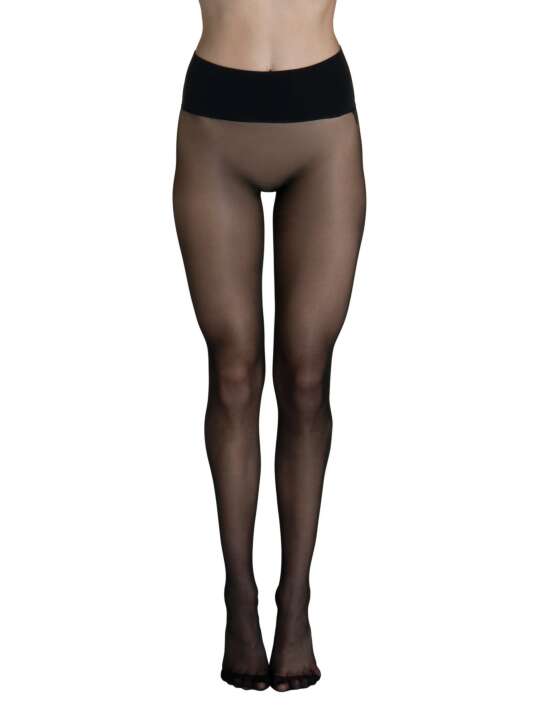 50020LI Collants 15 DEN sans coutures ceinture 10cm Invisible Lisca Noir face