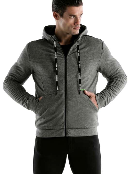 9707COD Veste sport à capuche Core Code22 Gris face