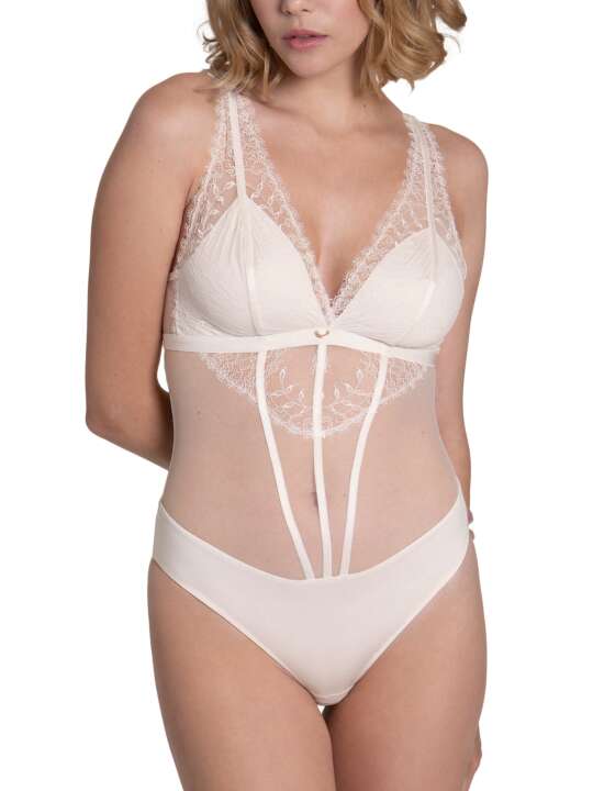 13102LI Body brésilien sans armatures Rose mariage ivoire Lisca Ivoire face