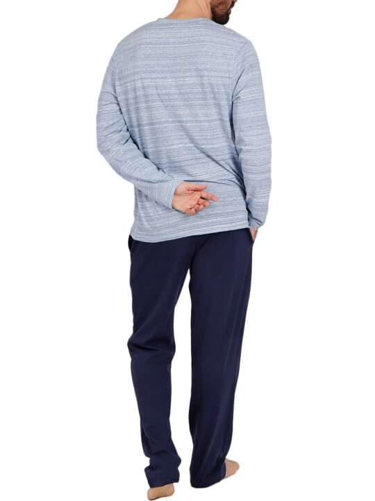 55294AD Pyjama pantalon top manches longues Light Stripes bleu Admas Bleu face