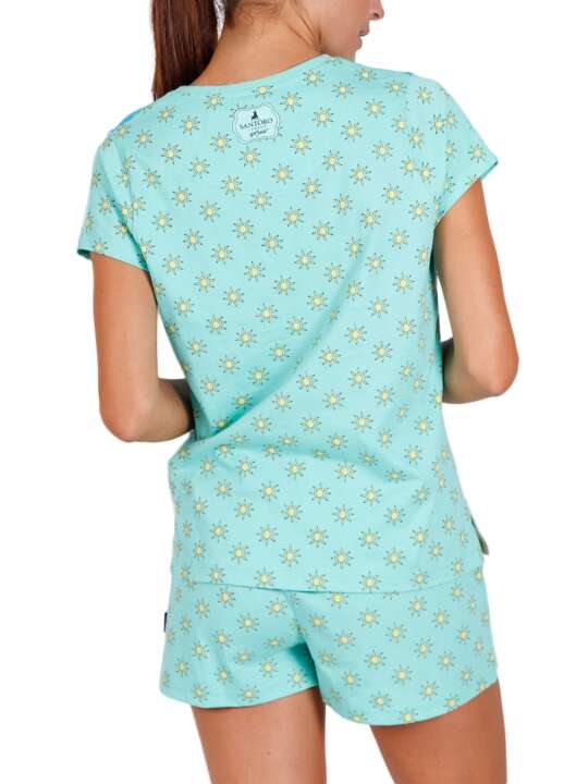 55503AD Pyjama short t-shirt Hello Summer Santoro bleu Admas Bleu face