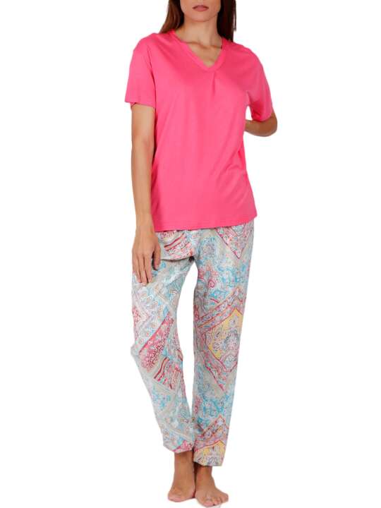 55153AD Pyjama pants t-shirt Colored Diamonds pink Admas Pink face