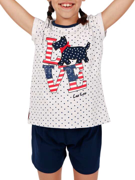 55204AD Pyjama girl short t-shirt LouLou Love grey Admas Grey face