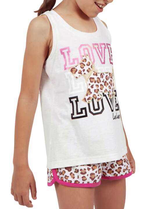 55200AD Girl's pyjama shorts tank top LouLou Jungle beige Admas Beige face