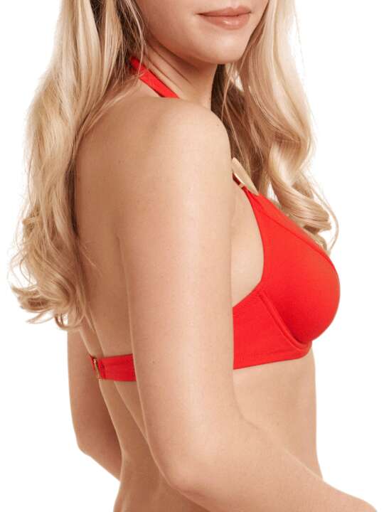 40514LI Okinawa Lisca Halter Swimsuit Top Red face