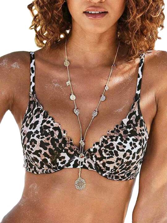 KAT78LA Lexa Lascana Armature Swimsuit Top Leopard face