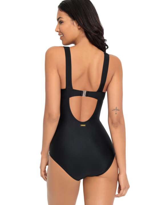 YAM44LA Maillot de bain 1 pièce Raffon noir Lascana Noir face