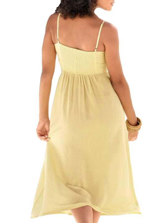 DR4292L Summer long dress Leinen yellow Lascana Yellow face