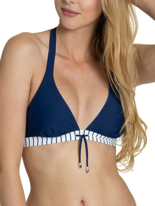 40571LI Haut maillot de bain triangle préformé sans armatures Puerto Rico Lisca Bleu Marine face