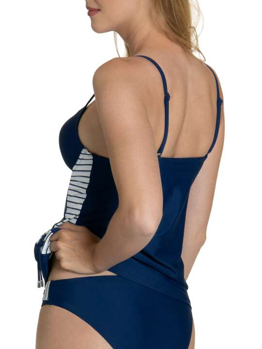 40572LI Puerto Rico Lisca Preformed Tankini Swimsuit Top Navy Blue face