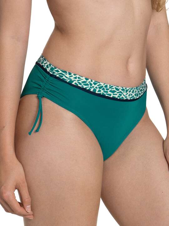 41488LI Bas maillot slip bain côtés froncés Utila Lisca Vert face