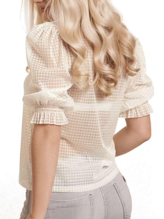 86337LI Transparent top with three-quarter sleeves Limitless Lisca Cheek Ivory face