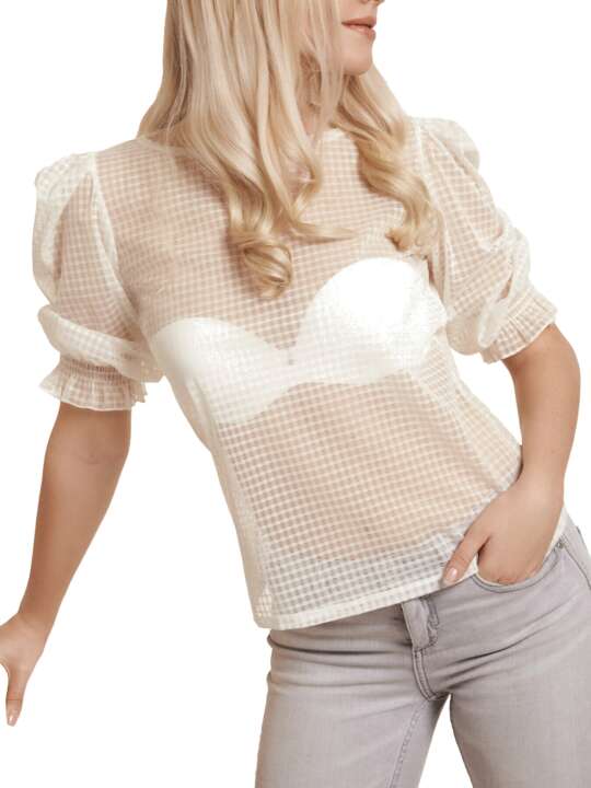 86337LI Transparent top with three-quarter sleeves Limitless Lisca Cheek Ivory face
