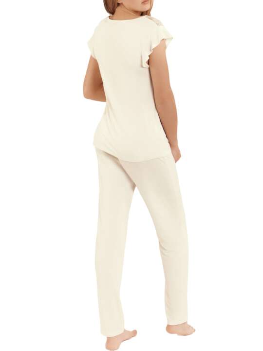 23312LI Pajama pants short sleeve top indoor wear Harvest Lisca Ivory face