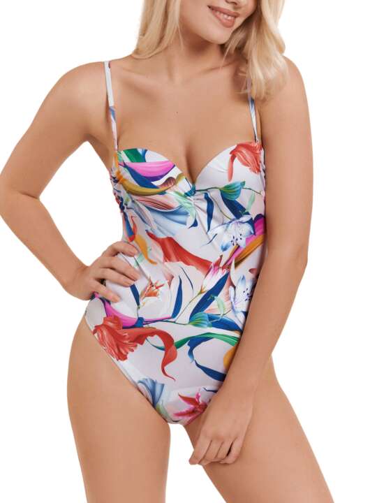 43469LI Swimsuit 1 piece preformed bustier multipositions Nice Lisca Light Grey face