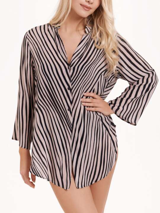 49470LI Okinawa Lisca summer shirt three-quarter sleeves Black/white face