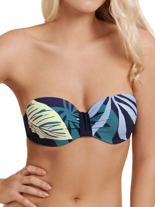 40552LI Haut maillot de bain bandeau préformé Tahiti Lisca Bleu face