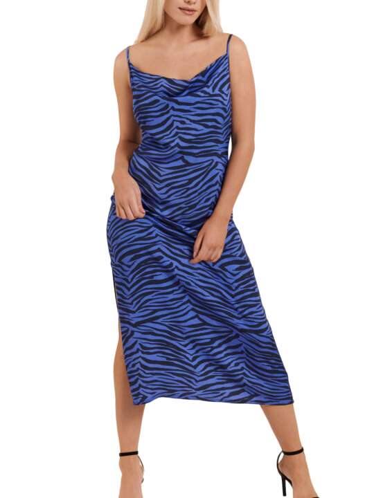 49451LI Mid-length summer dress with thin straps Lima Lisca Blue face