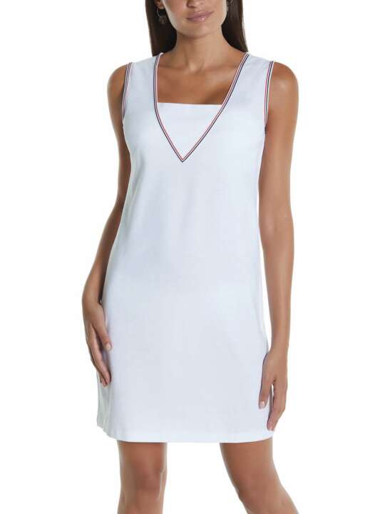 BD495SE Sleeveless summer dress Marinera Jacquard Selmark Mare White face