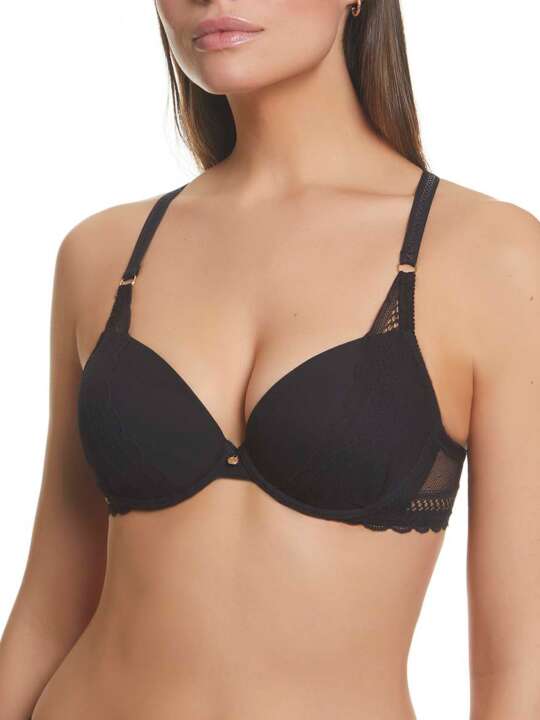 20815SE Soutien-gorge triangle plongeant Mia Selmark Noir face