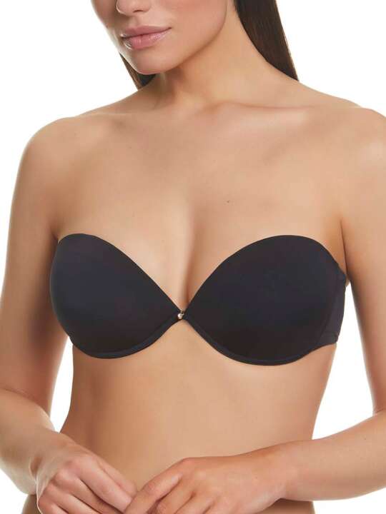 10549SE Soutien-gorge bandeau double push-up armature unique Etna Selmark Noir face
