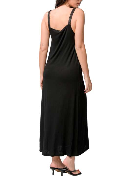 93604LU Summer long dress Star black Luna Splendida Black face