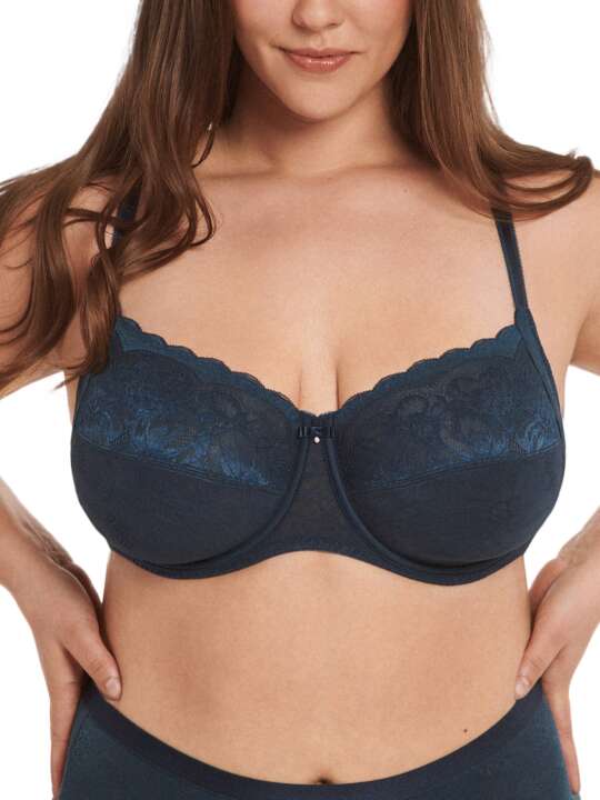 20227LI Soutien-gorge armaturé Evelyn Lisca - bonnets F à G Bleu Marine face