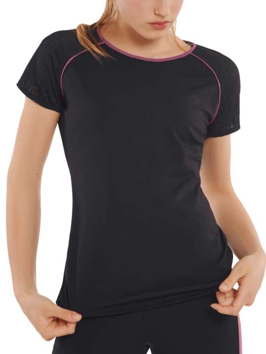63433LI T-shirt de sport manches courtes Playful Lisca Cheek Noir face