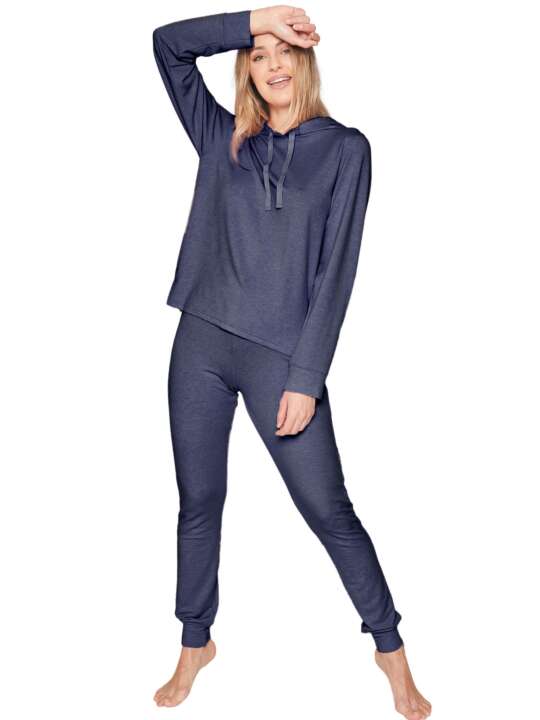 55824AD Pyjama tenue d'intérieur pantalon sweat capuche Make It Happen Admas Bleu face