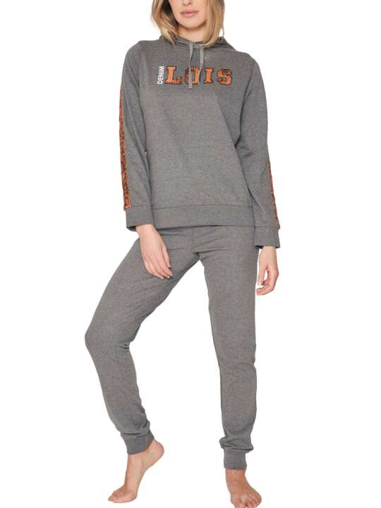 55374AD Pyjama tenue d'intérieur pantalon sweat capuche Bright Admas Gris face