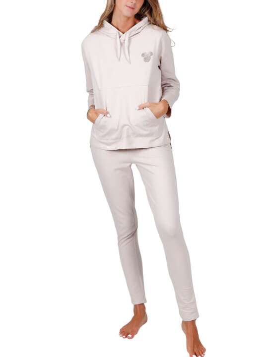 55972AD Pyjama tenue d'intérieur legging sweat capuche Minnie Soft Disney Admas Ivoire face
