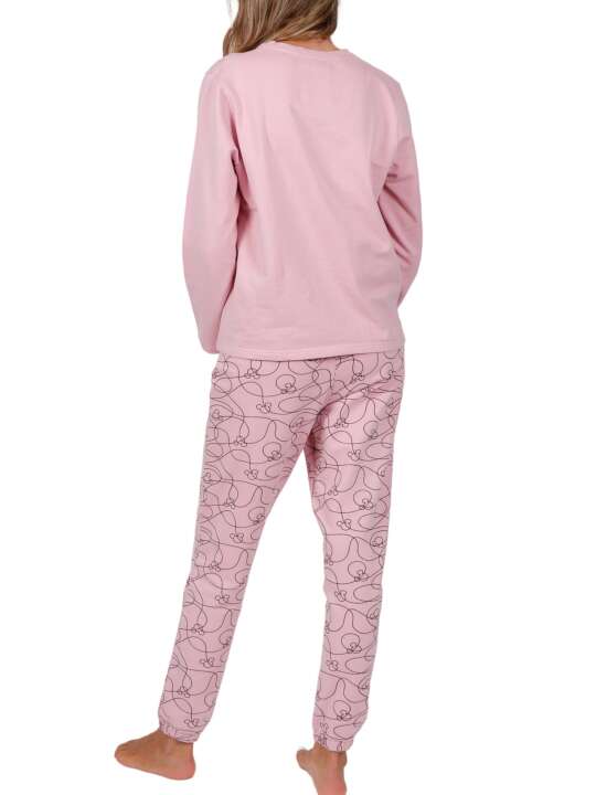 55971AD Pyjama tenue d'intérieur pantalon top long Minnie Soft Disney Admas Rose face