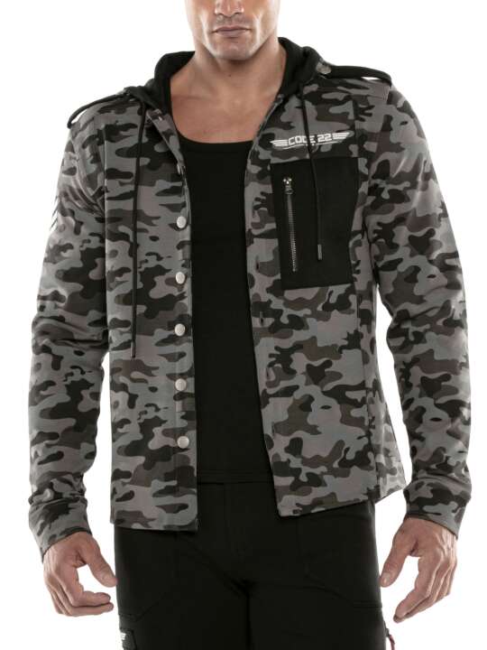 9714COD Veste surchemise manches longues Cargo Code22 Gris face