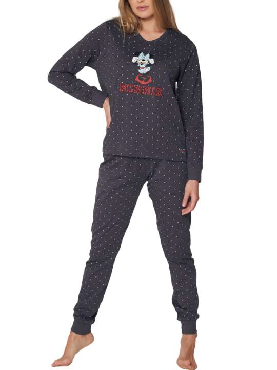 55967AD Pyjama tenue d'intérieur haut et pantalon Minnie Shy Disney Admas Gris face