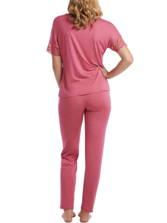 23344LI Pyjama pantalon top manches courtes Juliette Lisca Rose face