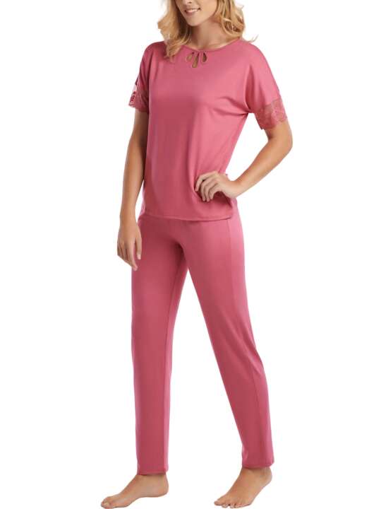 23344LI Pyjama pantalon top manches courtes Juliette Lisca Rose face