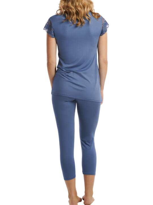 23345LI Pyjama leggings tunique manches courtes Juliette Lisca Bleu face