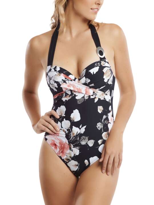 43477LI Maillot de bain une pièce préformé dos nu Hawaii Lisca Noir face